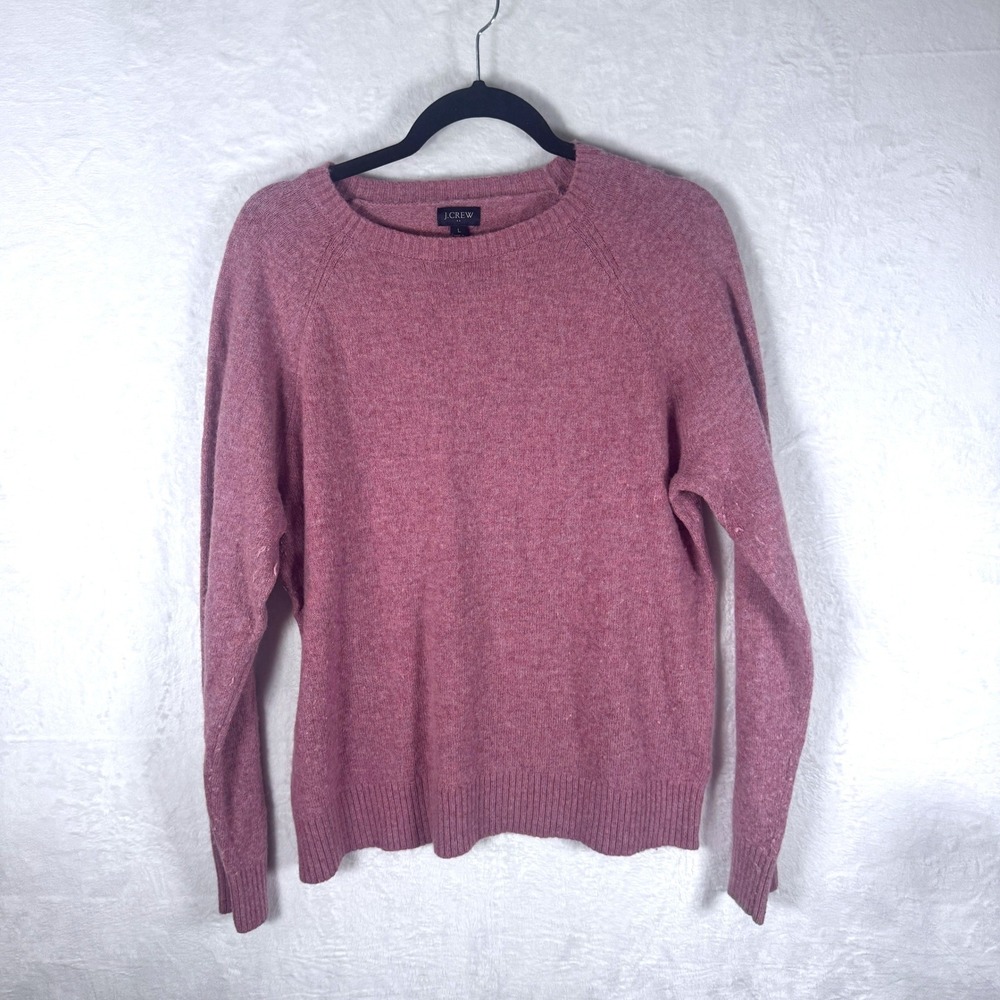J.Crew Cozy Sweater Lambs Wool Blend Preppy‎ Academia Large Pink Womens